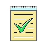 notepad check mark color icon vector illustration