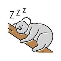 soñoliento coala dormir noche color icono vector ilustración