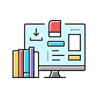 study materials online learning platform color icon vector illustration