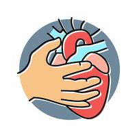 chronic heart palpitations disease symptom color icon vector illustration