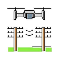 power line inspection drone color icon vector illustration