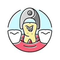 tooth extraction dental color icon vector illustration