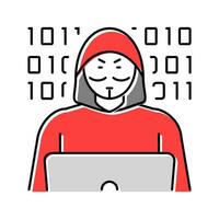 anonymous attacker cyberbullying color icon vector illustration