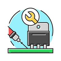 transistor installation electronics color icon vector illustration