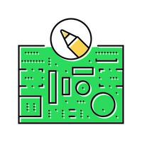 printed circuit design electronics color icon vector illustration