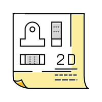 2d drafting architectural drafter color icon vector illustration