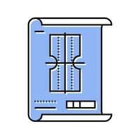 blueprint drafting mechanical engineer color icon vector illustration