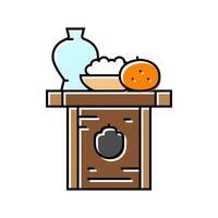 shinsen food offering shintoism color icon vector illustration