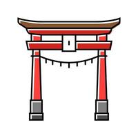 torii portón sintoísmo color icono vector ilustración