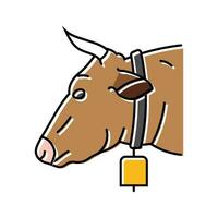 cow with bell color icon vector illustration