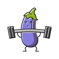 eggplant fruit fitness character color icon vector illustration