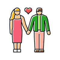 couple holding hands love color icon vector illustration