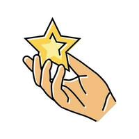 hand holding star color icon vector illustration