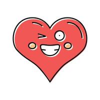 heart smile character color icon vector illustration