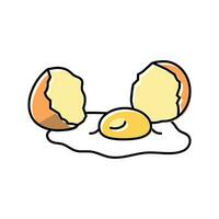 crudo huevo pollo granja comida color icono vector ilustración
