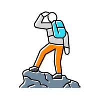 explore mountain adventure color icon vector illustration