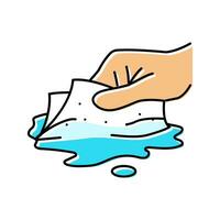 soaking spills with paper towel color icon vector illustration