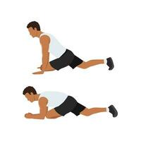 Man doing Pigeon glute stretch exercise. vector