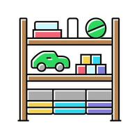 almacenamiento organizador juguete bebé color icono vector ilustración