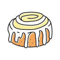 cinnamon roll sweet food color icon vector illustration