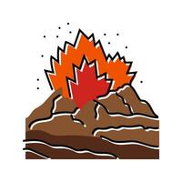 dangerous exploding volcano color icon vector illustration