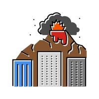 catástrofe en erupción volcán color icono vector ilustración