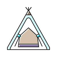 teepee tent kid bedroom color icon vector illustration