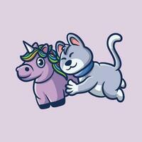 Cat Unicorn Cartoon Illustration vector