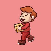 Red Uniform Courier Cartoon Illustration vector