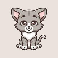 Cute Grey Cat Cartoon Illustration vector