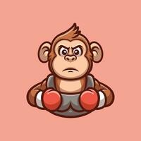 Monkey Boxer Cartoon Illustration vector