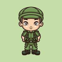 Kids Soldier Cartoon Illustration vector