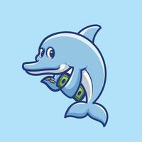 Money Dolphin Cartoon Illustration vector