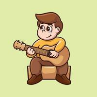 Playing Acoustic Cartoon Illustrasion vector