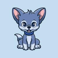 Blue Cat Cartoon Illustration vector