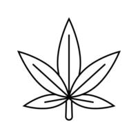 canabis planta hoja hierba cáñamo línea icono vector ilustración