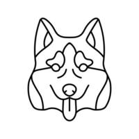 siberiano fornido perro perrito mascota línea icono vector ilustración