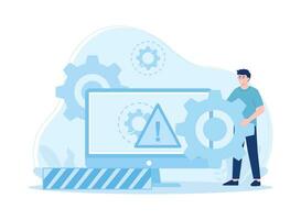 computer  troubleshooting service concept flat illustration vector