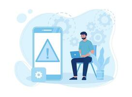 smartphone troubleshooting service concept flat illustration vector