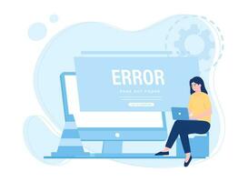 internet repair service 404 error page error or internet problem not found on the network concept flat illustration vector