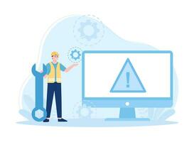 computer  troubleshooting service concept flat illustration vector