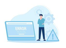 Internet error página error 404 o Internet no encontró en red problema concepto plano ilustración vector