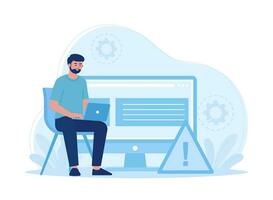 programming software problems on computers concept flat illustration vector