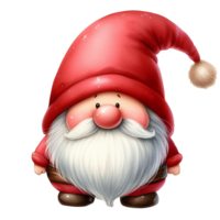 linda gnomo Papa Noel claus dibujos animados mano dibujar dibujos animados estilo y Navidad árbol en blanco fondo, acuarela clipart en png transparencia