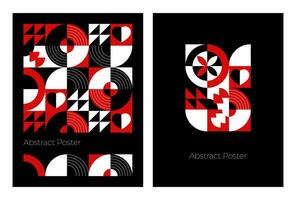 Postcard, poster with modern abstract background. Bauhaus style style. Vector illustration of geometric shapes.