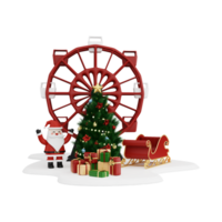 traditionell Weihnachtsmann, Baum, Geschenk Kasten, Weihnachten Zuhause Symbol, fröhlich Weihnachten 3d Illustration png