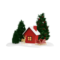 traditionell Weihnachtsmann, Baum, Geschenk Kasten, Weihnachten Zuhause Symbol, fröhlich Weihnachten 3d Illustration png