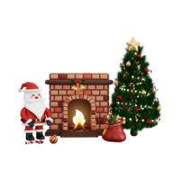 tradicional Papa Noel, árbol, regalo caja, Navidad hogar símbolo, alegre Navidad 3d ilustración png