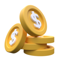 unique 3d rendering dollar coin icon simple.Realistic vector illustration png