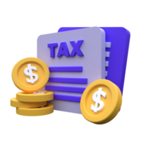 unique 3d rendering tax report icon simple.Realistic vector illustration png